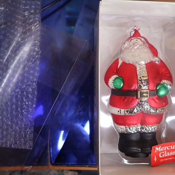 Vintage Handblown Department 56 Mercury Glass Oversized Santa Ornament Christmas - Picture 3 of 10